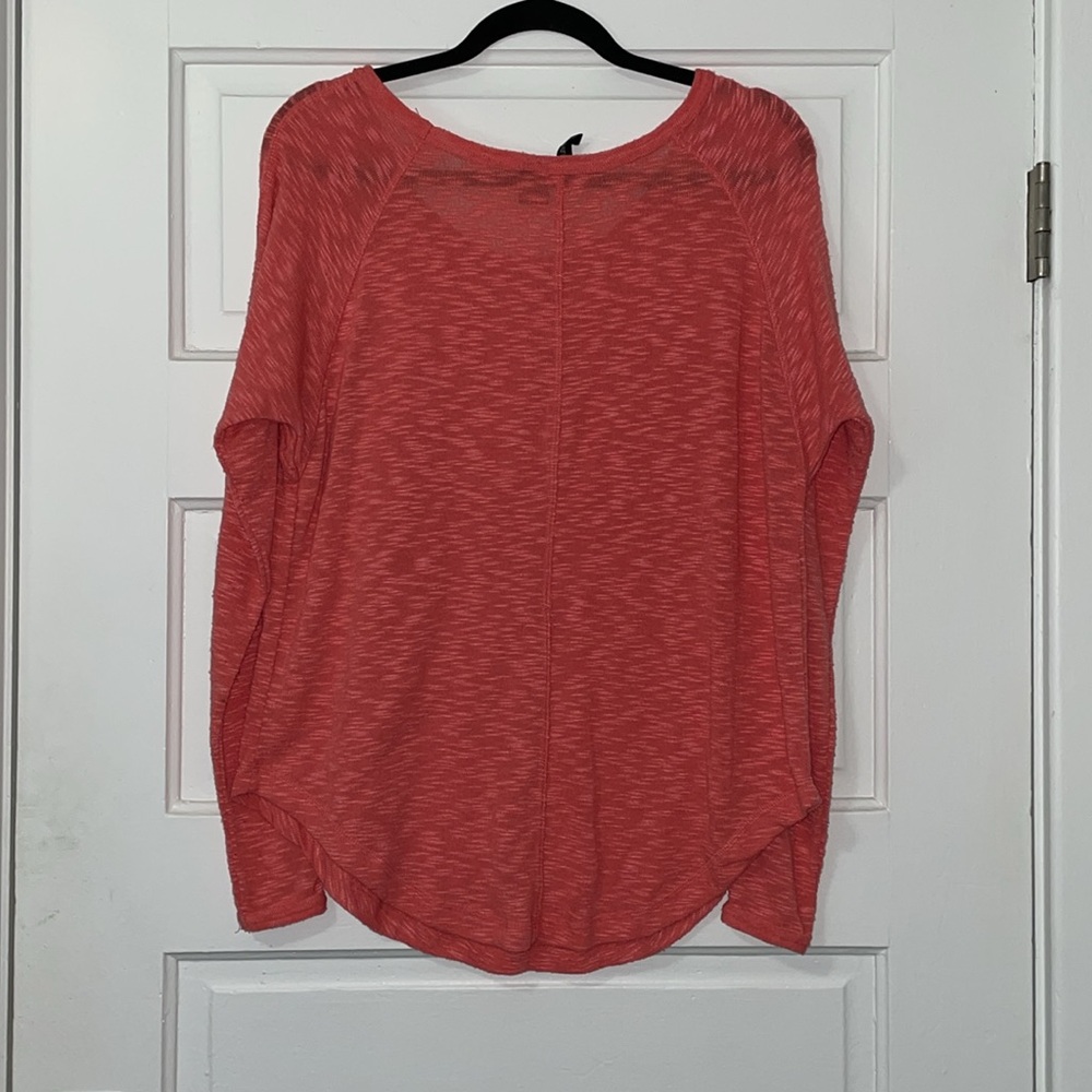 Ultra Flirt Orange Semi-sheer Long Sleeve Top - Picture 2 of 2